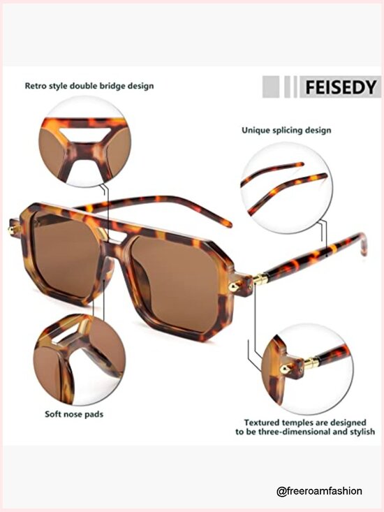 Vintage Square Aviator Sunglasses UV400 Protection Retro Frame main image 5